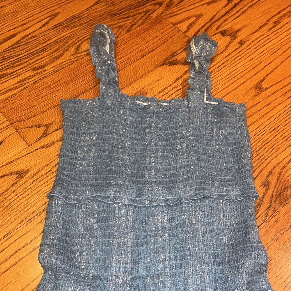 Woman’s Blue Sparkle Ruffle Dress - Picture 2 of 3